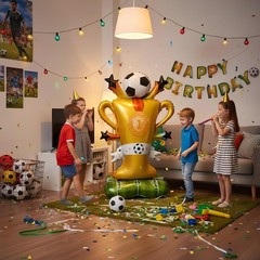 Giant Soccer Trophy Balloon Set – Self Standing Soccer Mylar Balloons for Soc…