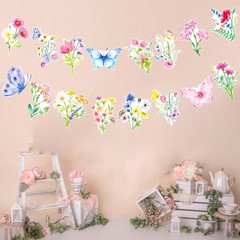 Wildflower Party Banners – 2PCS Birthday Party Supplies with Spring Floral De…