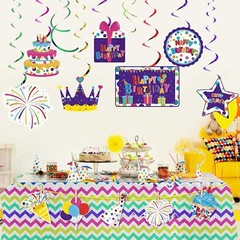 Outus 30 Pcs Happy Birthday Hanging Decorations Ceiling Swirl Various