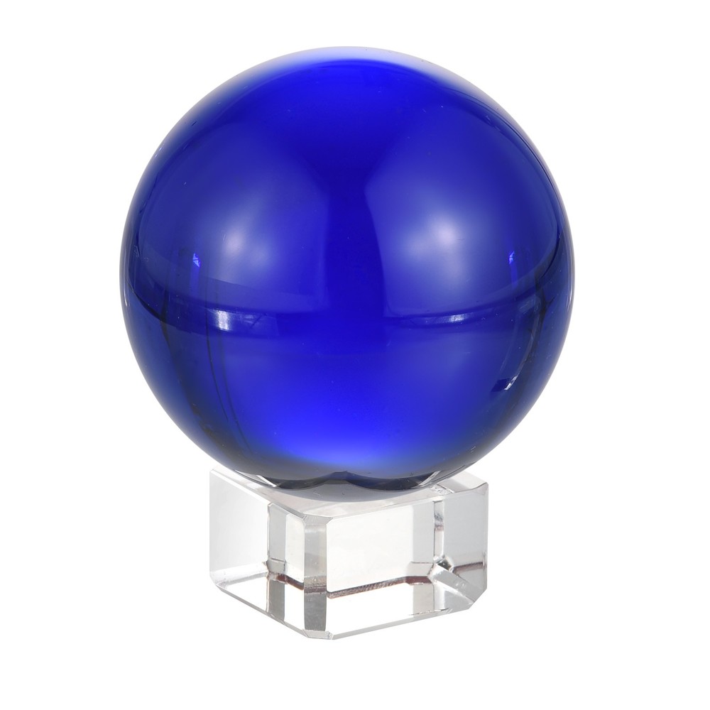 1Set 50mm/2″ K9 Crystal Ball Decorative Ball w Box and Crystal Stand Dark Blue