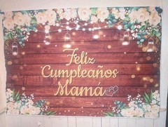 Feliz Cumpleaños Mamá Backdrop Banner – Rustic Floral Birthday Decoration