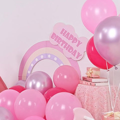 Pink Mixed Balloons Set, 12 Inch Hot Pink Pastel Light Baby Pink Metallic Pink L