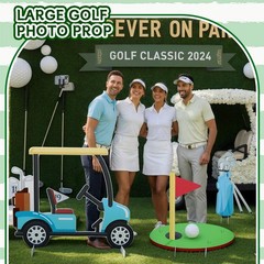 3 PCS Large Golf Birthday Party Decorations Kit Hole In One Photo Booth Props