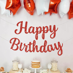 Glitter Happy Birthday Banner Sign Birthday Garland Wall Door Banners Flag for W