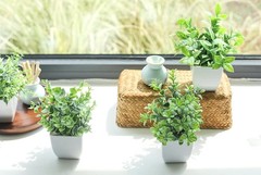 Der Rose 4 Pack Fake Plants Mini Artificial Greenery Potted for 4-grey