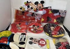 Mickey Mouse Happy Birthday Party Set Plates Big/small,Napkins, Table Covers, Ba