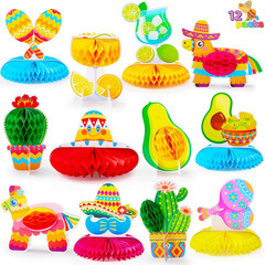 12 Pcs Cinco De Mayo Fiesta Honeycomb Centerpiece Taco Mexican Party Table Decor
