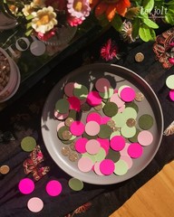 100 PCS Pink Confetti Glitter Table Decor Golden Green Circle Dots Scatter