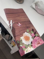 Floral Happy Birthday Tablecloths Cute Butterfly Wood Grain Table Cover