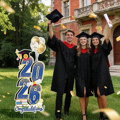 2026 Graduation Decorations Yard Sign, 3.5 FT Tall Class of 2026 Congrats Grad Y