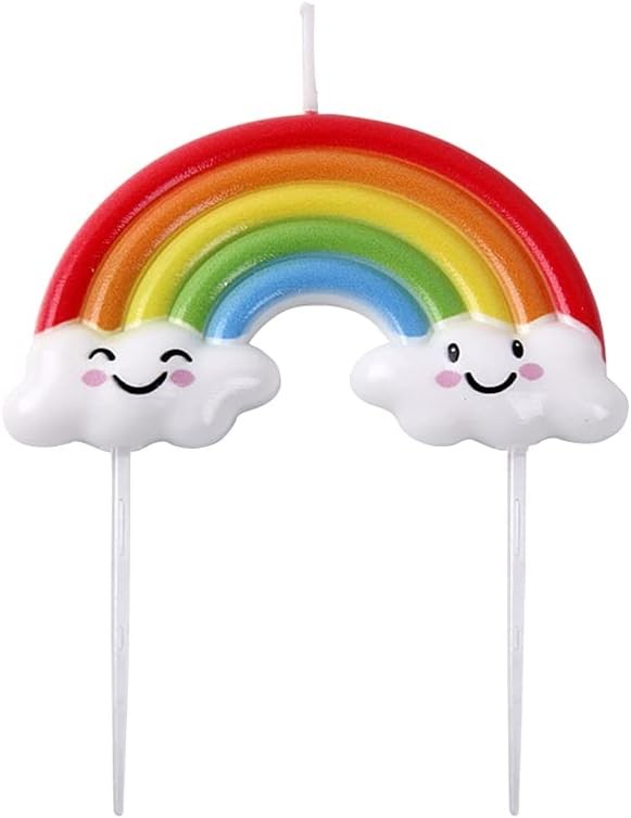 Cute Birthday Candle, Rainbow Cake Topper Decoration 1 piece,