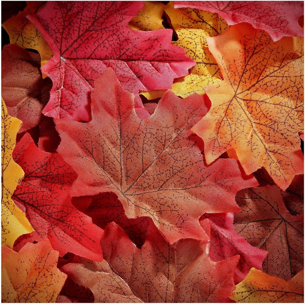 Whaline 300 Pieces Fall Artificial Maple Leaves Faux Autumn Multicolored