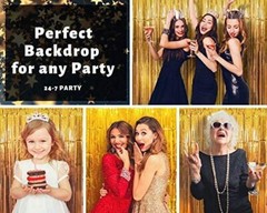 Stunning Gold Foil Fringe Curtains Party Backdrop (SET of 2) Photo Booth Decor
