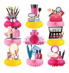 Makeup Party Table Decoration Pink Yellow Multicolor Paper Kids Decor Set