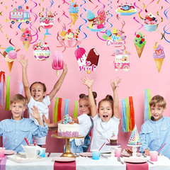 Faccito 68 Pcs Ice Cream Party Decorations Ice Cream Hanging Swirls Colorful Des