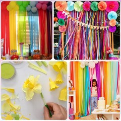 12 PCS Pastel Rainbow Crepe Paper Streamers Party Decor 1.8 Inch x 82 Feet
