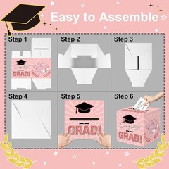 Multipurpose Pink Grad Card Box – Includes 50 Advice Cards for Celebrations