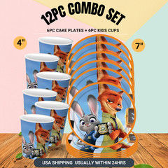 Zootopia Party Supplies birthday decoration table cloth plate cupcake topper