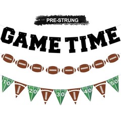 RICHHHA 3pcs Game Time Football Banner,NO DIY,Football Party Decorations Pre-…