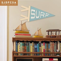 Coastal Beach Room Decor, Surf Wall Hanging Pennant Flag Banner, Blue Coastal…