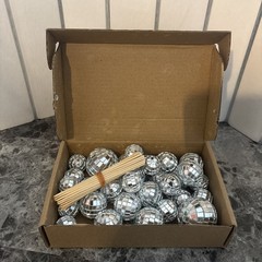 Mini Disco Balls silver Assorted Pack of 31 Party Decor ornaments cake toppers