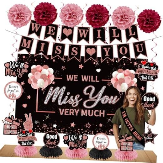 Rose Gold Farewell Party Decorations Kit for Women – Rose Gold