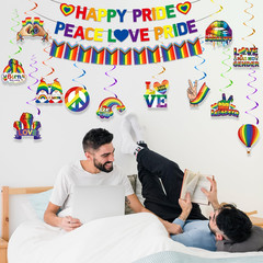 Pride Decorations, Rainbow LGBTQ Decorations include Happy Pride Banner Peace Lo