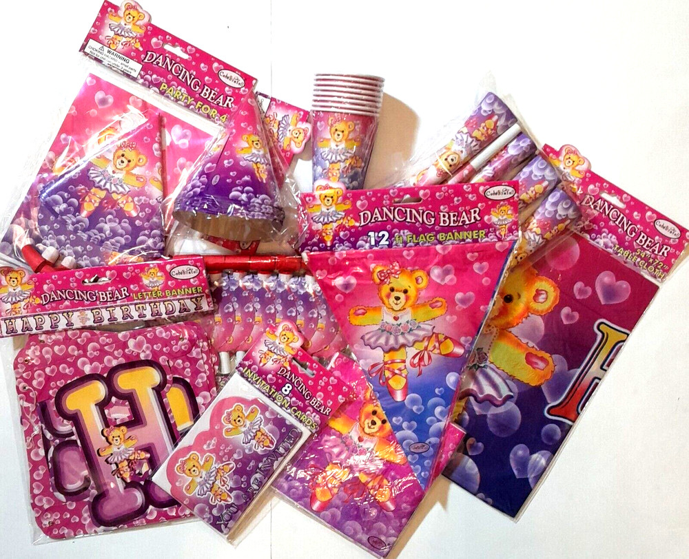 Bundle of Cute Dancing BearTheme Kids Party Supply 71 pcs