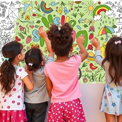 72×30 Inches Spring Coloring Tablecloth – Perfect for Fun Kids DIY Activities