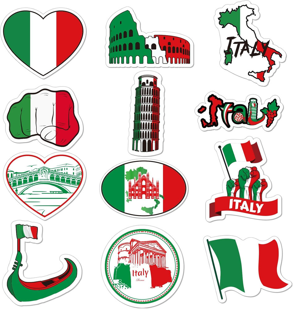 24 Pcs Italian Cutout Decorations Italy International Global Party Supplies Set