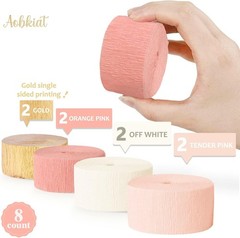 Wedding Party Decorations, 8 Rolls Pink Gold Crepe Paper Streamers for Weddin…