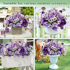 Waipfaru 36 Bundles Artificial Pansy Flowers for Outdoor, UV Resistant Faux S…