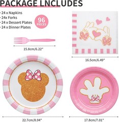 Charming 96-Pc Minnie Themed Tableware Set – Perfect for Baby Showers & Parties