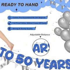 Pre Strung Cheers & Beers to 50 Years Banner Glitter 50th Birthday Dark Blue