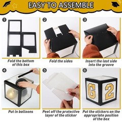 2026 Graduation Decorations – 123pcs Black Gold Balloon Arch, Boxes & Backdrop