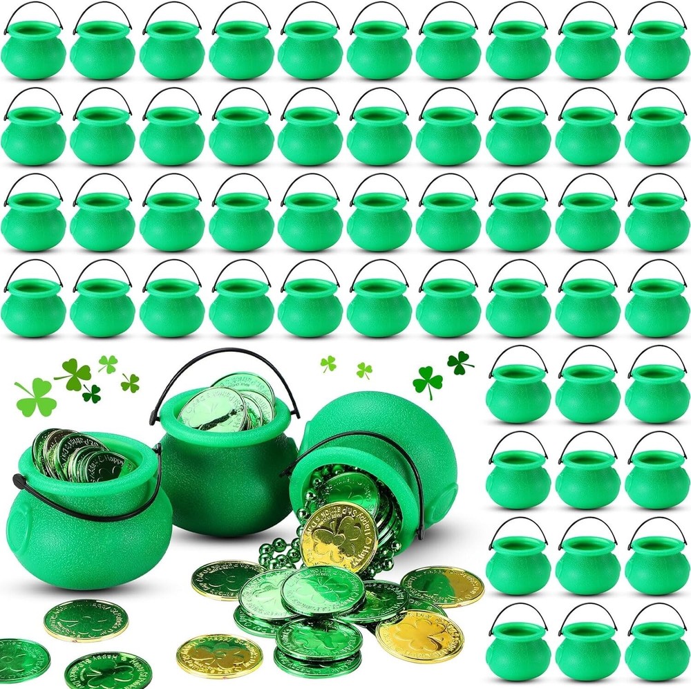 Mini Cauldron Pot with Handle, Multi-Purpose St Patrick’s Decorations (24 Pack)