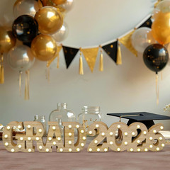 Grad 2026 Light up Sign LED Marquee Letters Graduation Decor Lighted Wooden Sign