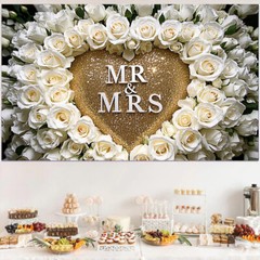 5x7FT/5x3FT Mr & Mrs Backdrop Wedding Valentine’s Day Backgrounds Photo Booths
