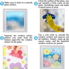 9 Sheets Spring Flowers Window Clings Back to School Colorful Flowers Windows…