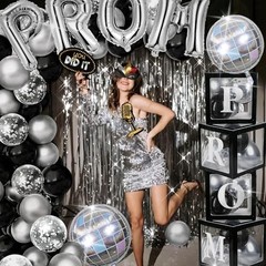 Graduation Prom 2026 Decorations – Balloon Garland, Foil Fringe, Disco Ball Prop