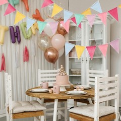 48Pcs Colorful Pastel Triangle Bunting Pennant Banner Flags for Party Decor