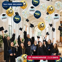 Graduation Decorations 2026 – Graduation Balloons 62pcs 12 Inch Navy Blue Gold W