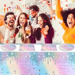 Magical Iridescent Birthday Set – Includes 20 Plates & Napkins for Easy Parties