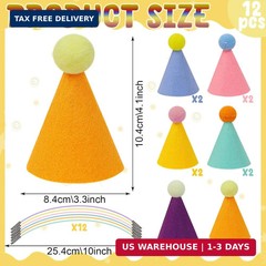12pcs Mini Party Hats for Stuffed Animals, Birthday Party Hats for Dolls Dog Cat