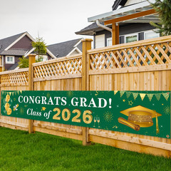 2026 Graduation Decorations Congrats Grad Class of 2026 Banner – Green and Gold