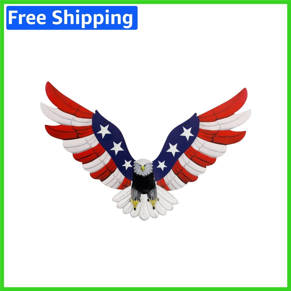 Waterproof Bald Eagle & Flag Wall Art – Perfect 4th of July Decoration 23.6″x14″