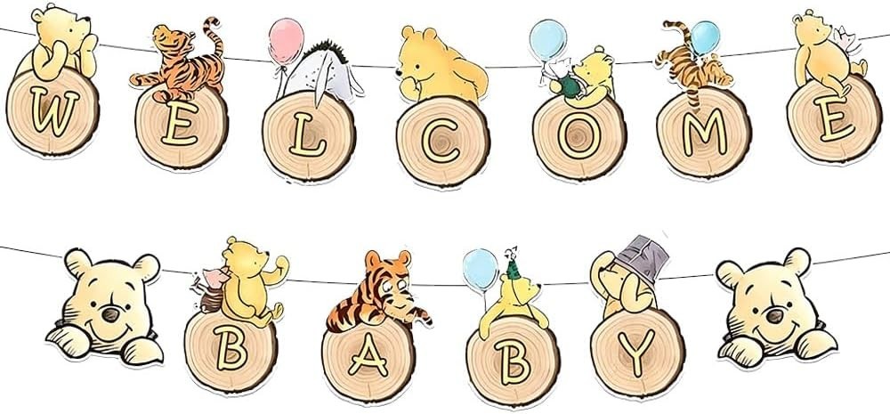 Welcome Baby Banner Sign Classic Winnie Baby Shower Decorations NEW