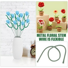 100Pcs Green Metal Flower Rods Flexible Floral Wire for Artificial Flower Craft
