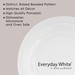 Everyday White Beaded Coupe Set of 4 Dinner Plates, 10.5 inch Inch,