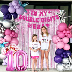 10Th Birthday Decorations Pink in My Double Digits Era Banner Double Digits Birt